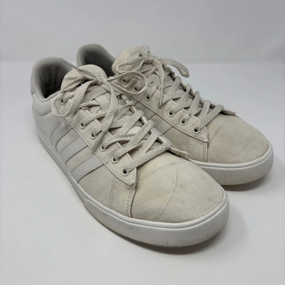 Adidas Daily 2.0 Mens Canvas Skate‎ Sneakers Off White Cream Low Top Shoes 10.5